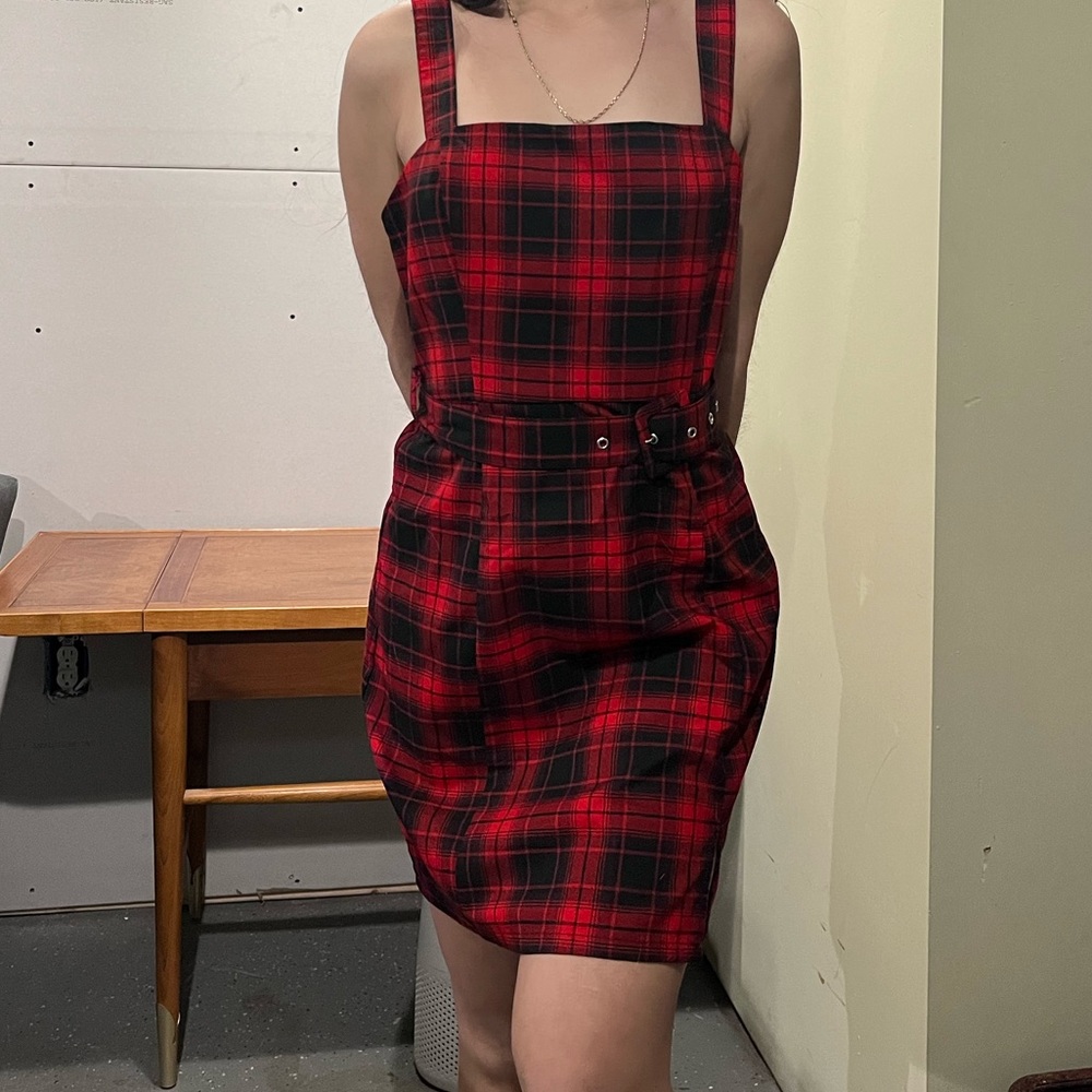 Red plaid dress
